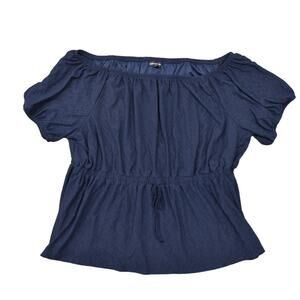 Lane Bryant Blue Blouse Plus Size 26/28 Polyester Preowned Short Sleeve